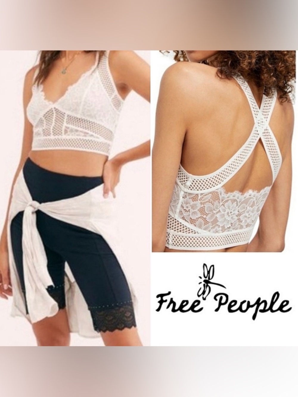 Free People Sitting Pretty Brami White Ivory XS NWOT